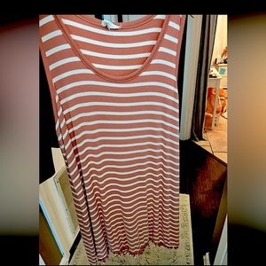The Loft Tank Striped Coral Dress Sz XL with Pom Poms around Edge